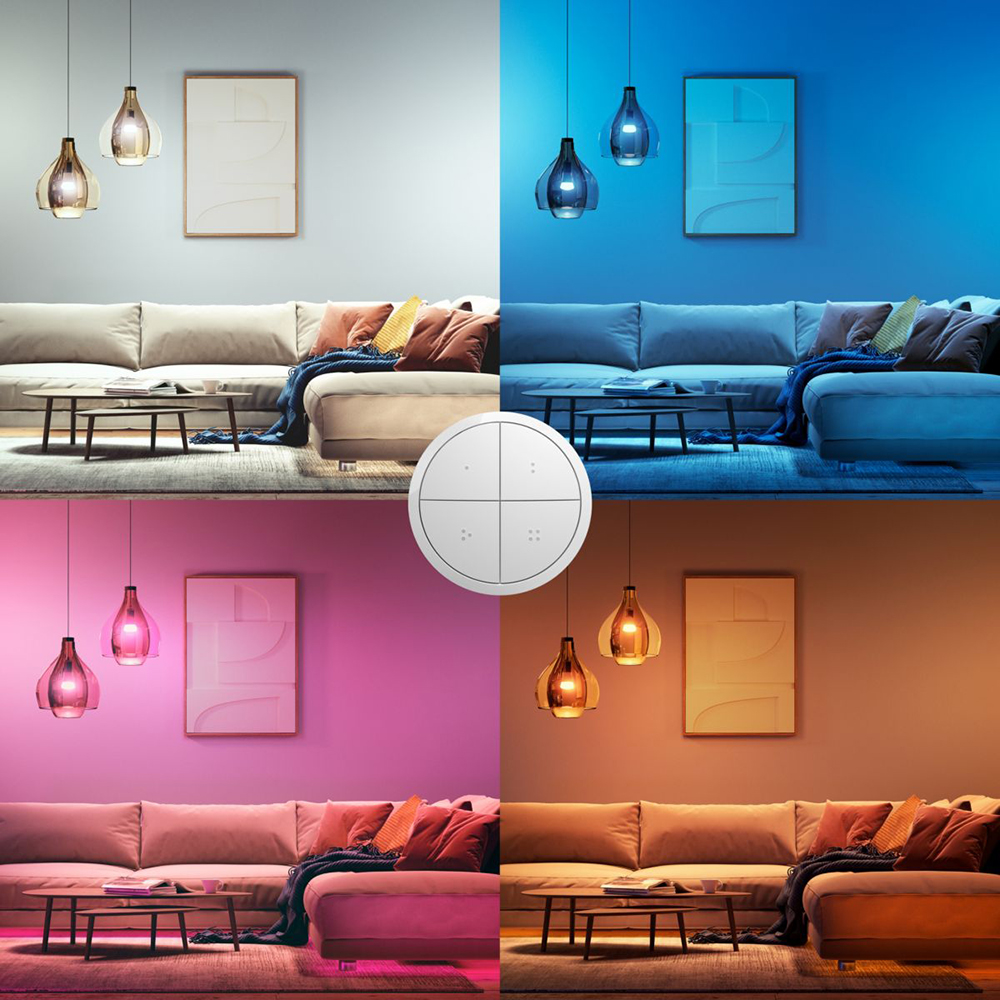 Intrerupator smart PHILIPS HUE Tap 8719514440999, 4 butoane configurabile, Wi-Fi, Touch, alb