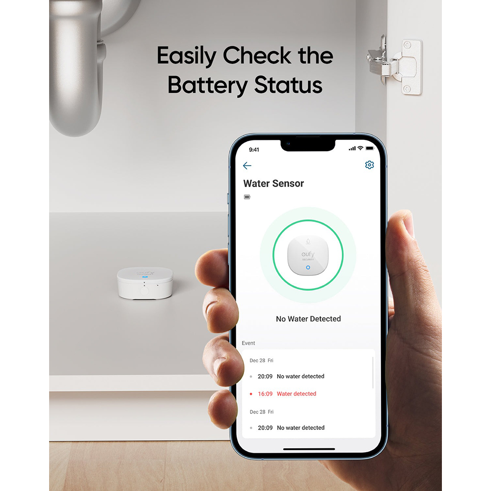 Senzor smart inundatie EUFY T89203D1, alb
