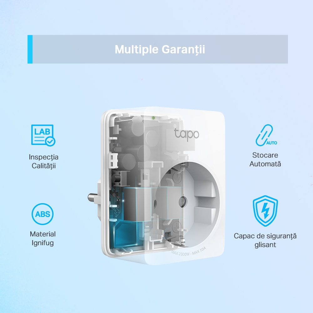 Set 2 prize inteligente TP-LINK Tapo P100, Wi-Fi, 2300W, 10A, alb
