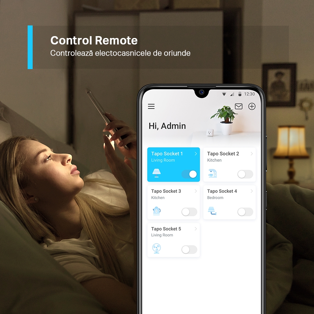 Set 2 prize inteligente TP-LINK Tapo P100, Wi-Fi, 2300W, 10A, alb