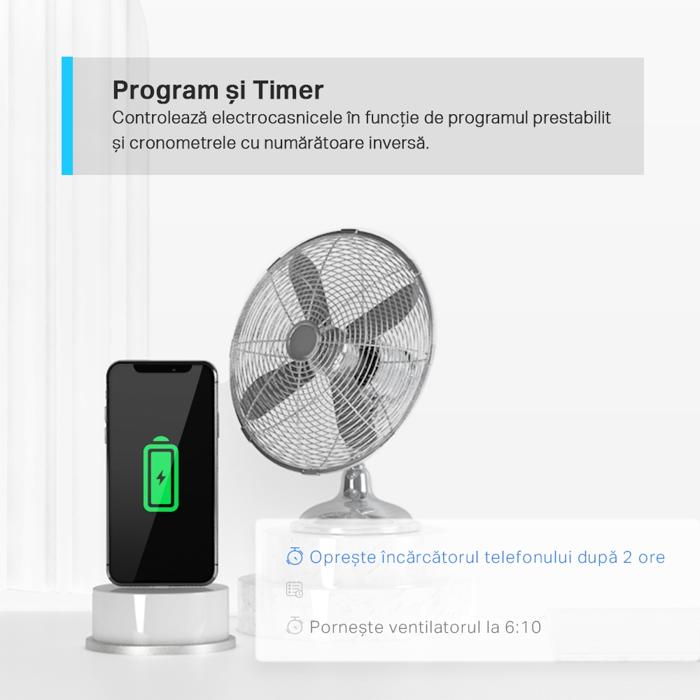 Set 2 prize inteligente TP-LINK Tapo P100, Wi-Fi, 2300W, 10A, alb