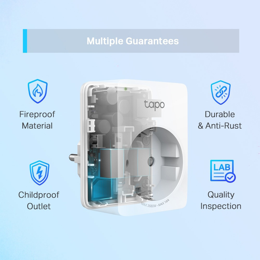 Priza inteligenta TP-LINK Tapo P110, Wi-Fi, 3680W, 16A, alb
