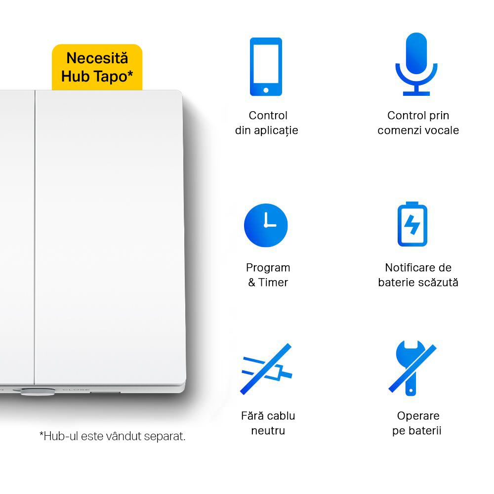 Intrerupator smart TP-LINK Tapo S220, Wi-Fi, alb