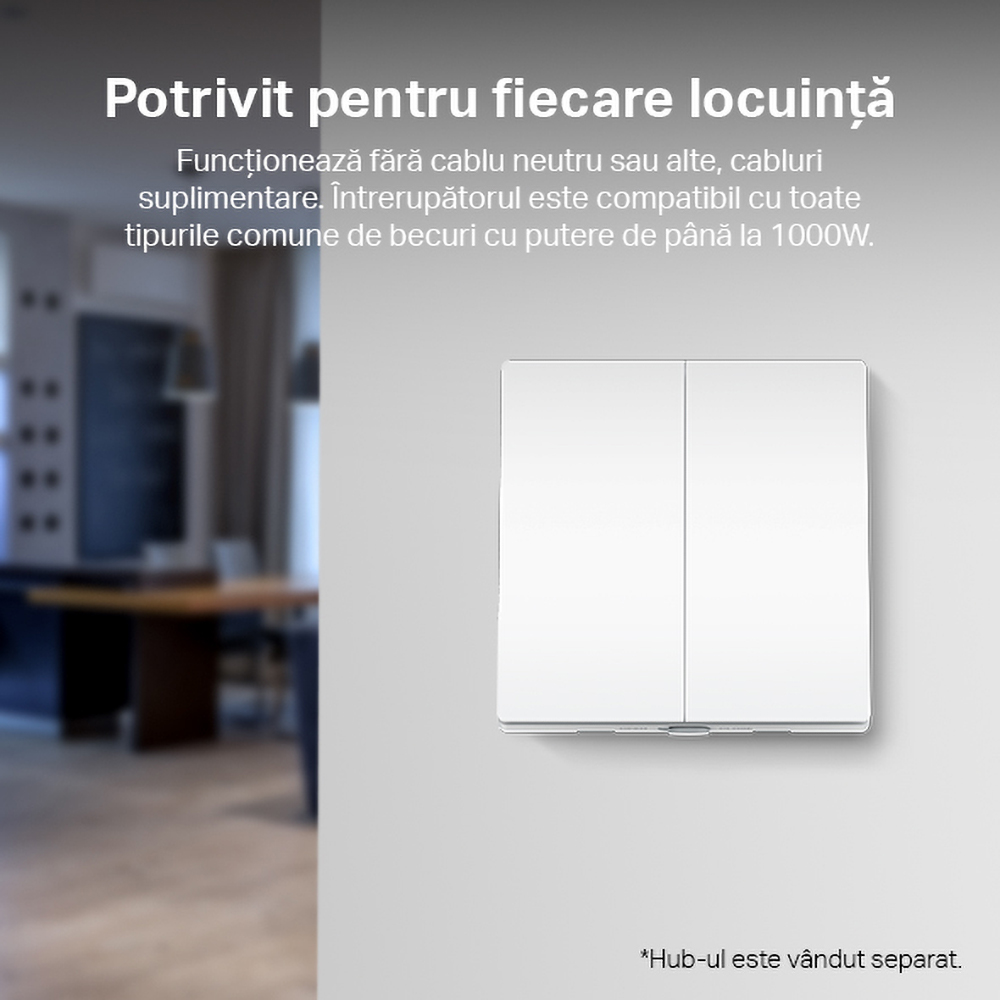 Intrerupator smart TP-LINK Tapo S220, Wi-Fi, alb
