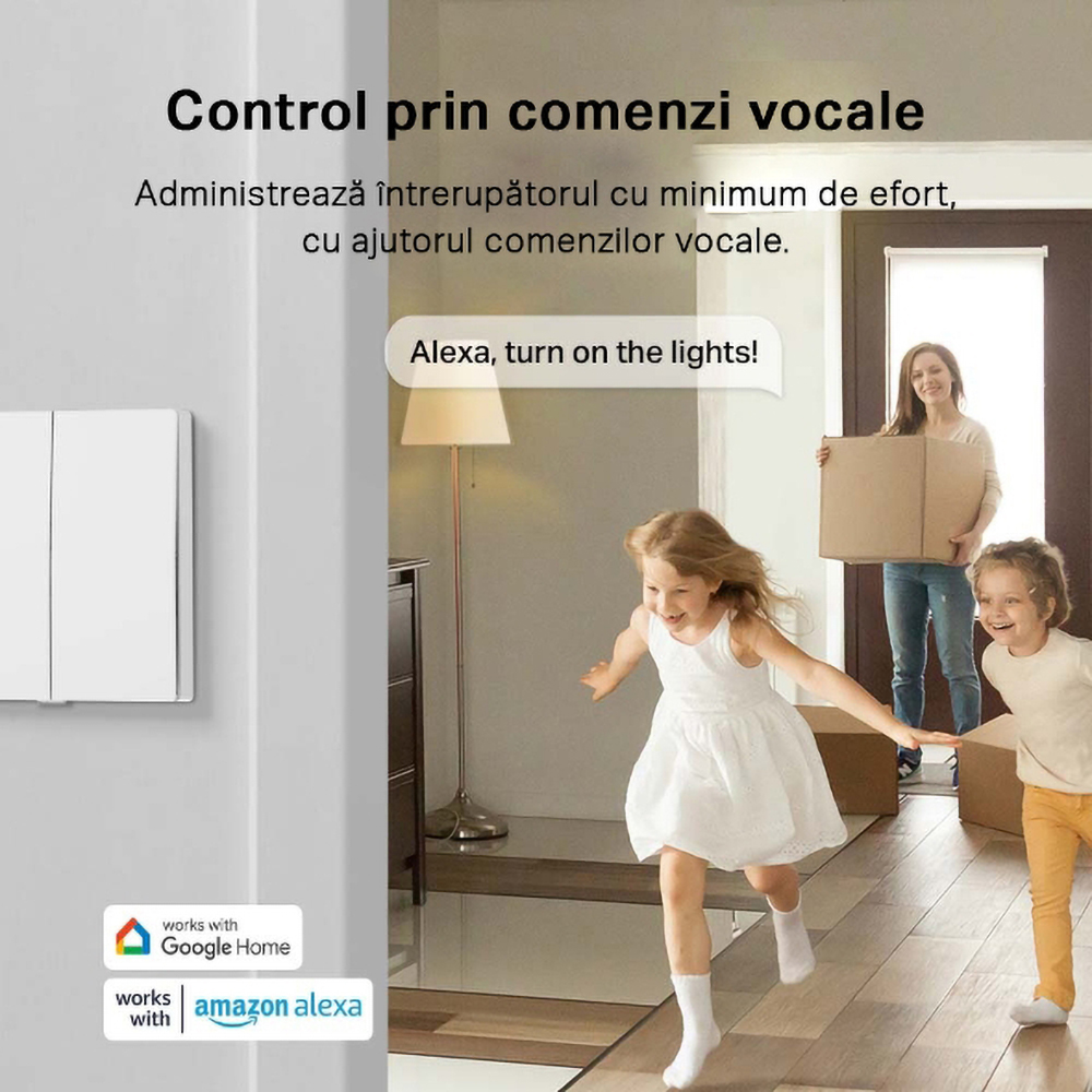 Intrerupator smart TP-LINK Tapo S220, Wi-Fi, alb