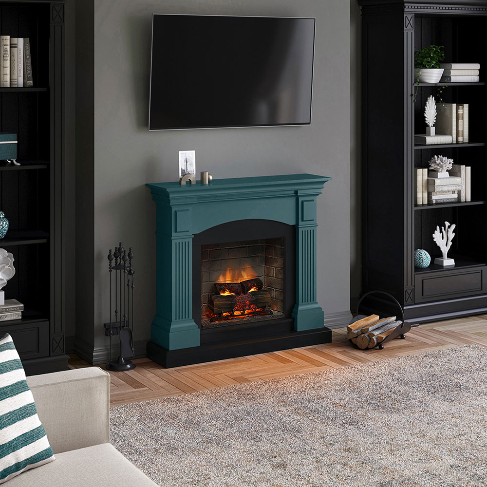 Semineu electric TAGU PowerFlame 2 Magna Soft Turquoise, 1400W, Focar 3D, turcoaz