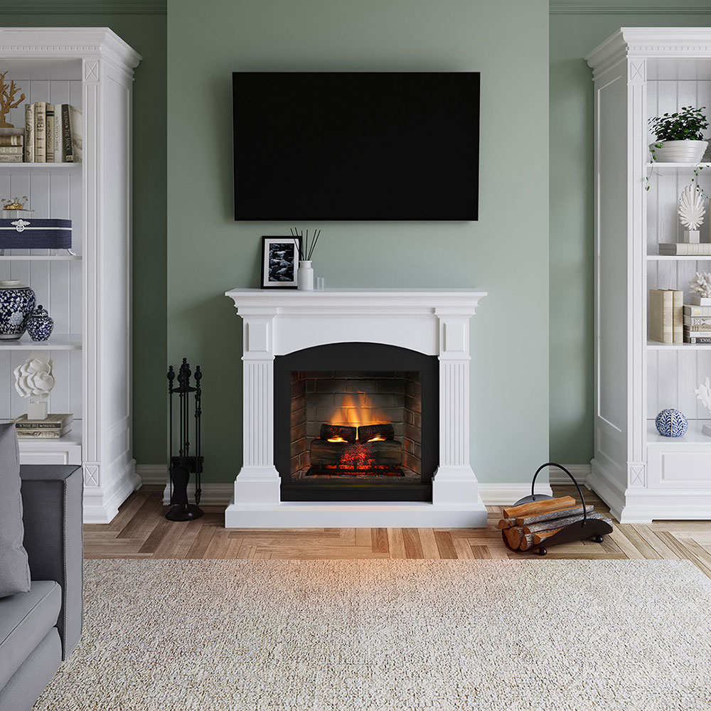 Semineu electric TAGU PowerFlame 2 Magna Pure White, 1400W, Focar 3D, alb