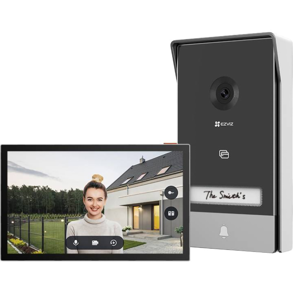 Kit interfon video inteligent EZVIZ HP7, 2K, TFT 7 inch, RFID, Wi-Fi, IR, negru