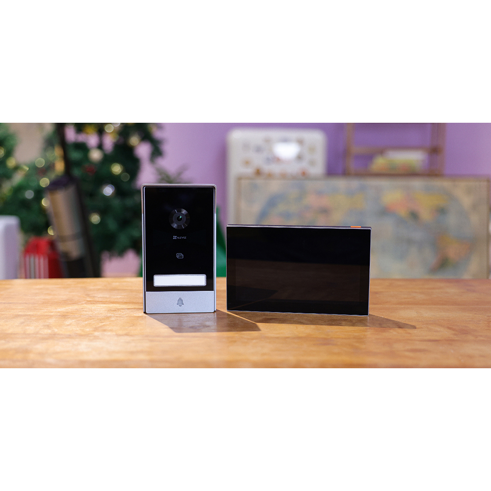 Kit interfon video inteligent EZVIZ HP7, 2K, TFT 7 inch, RFID, Wi-Fi, IR, negru