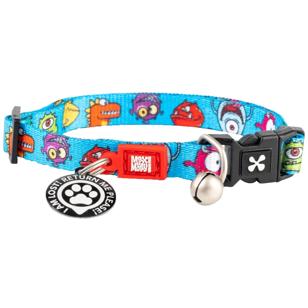 Zgarda pisici MAX&MOLLY Smart ID Little Monsters, marimea XS, multicolor