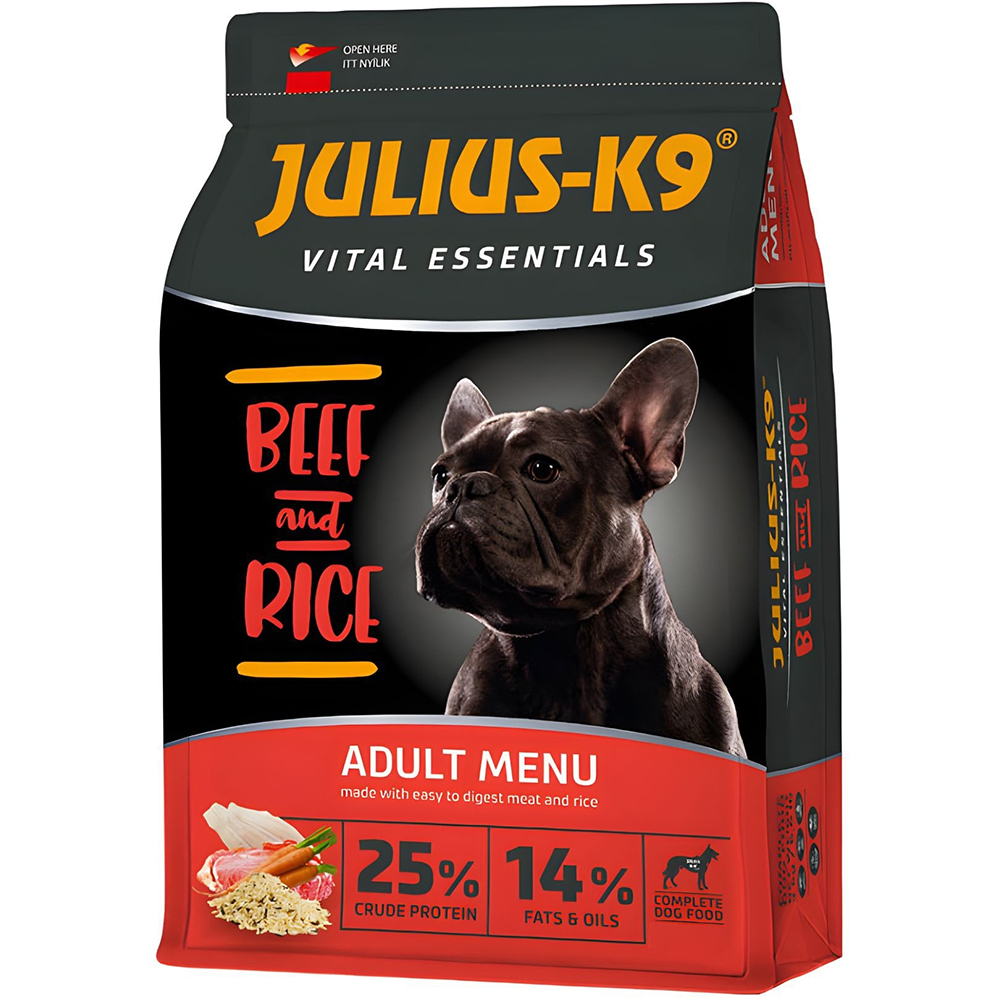 Hrana uscata pentru caini JULIUS K-9, Adult, Vita si Orez, 12 kg
