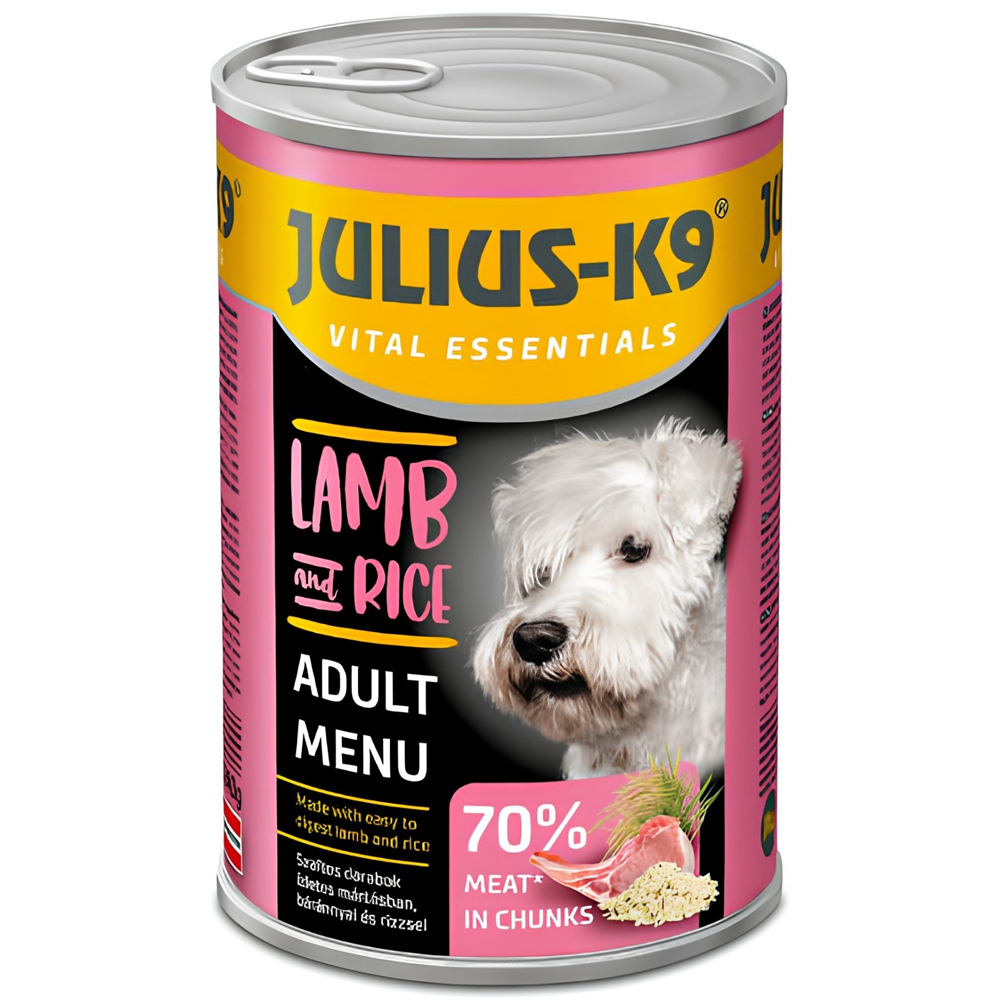 Hrana umeda pentru caini JULIUS K-9, Adult, Miel si Orez, 1.24 kg