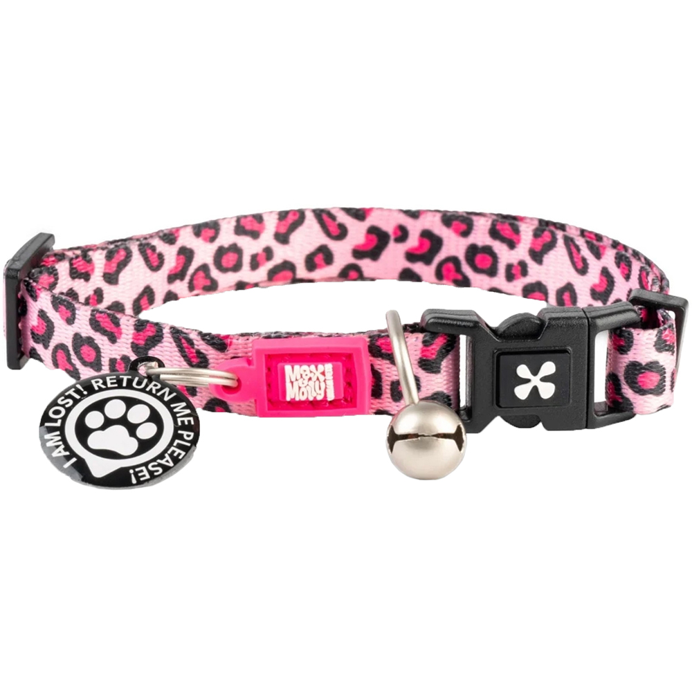 Zgarda pisici MAX&MOLLY Smart ID Leopard, marimea XS, roz