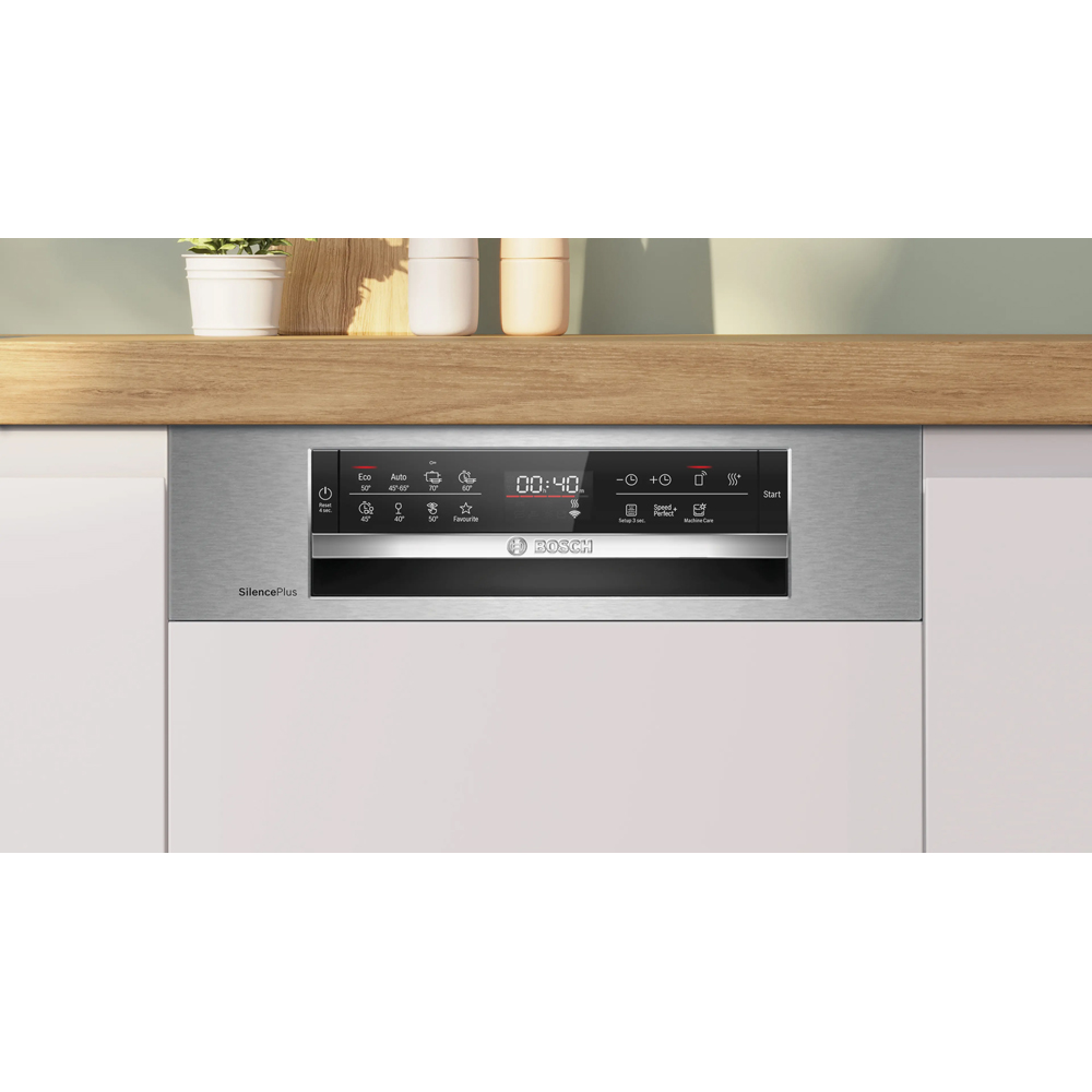 Masina de spalat vase semi-incorporabila BOSCH SPI6EMS21E, 10 seturi, 8 programe, 45 cm, Clasa B, inox