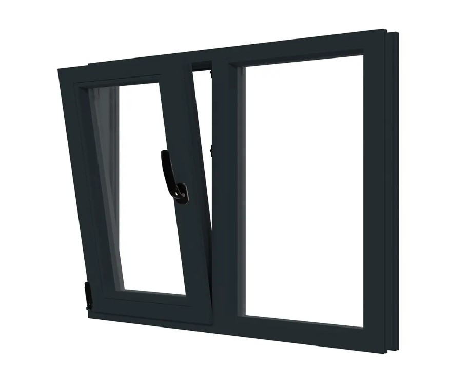 Fereastra termopan APLAST, PVC, 6 camere, 136 x 116 cm, deschidere oscilobatanta stanga, gri antracit