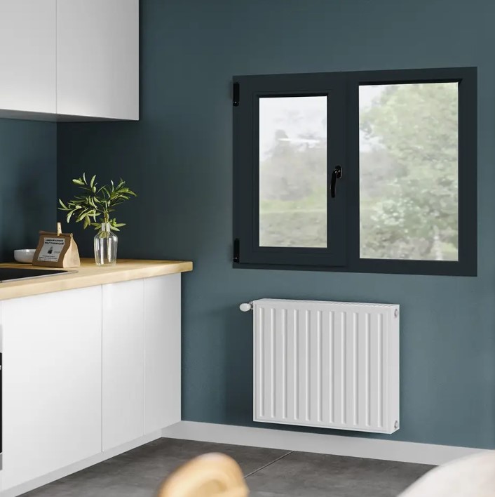 Fereastra termopan APLAST, PVC, 6 camere, 136 x 116 cm, deschidere oscilobatanta stanga, gri antracit
