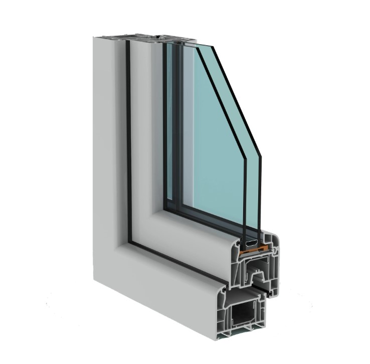 Fereastra termopan APLAST, PVC, 6 camere, 136 x 116 cm, deschidere oscilobatanta stanga, gri antracit