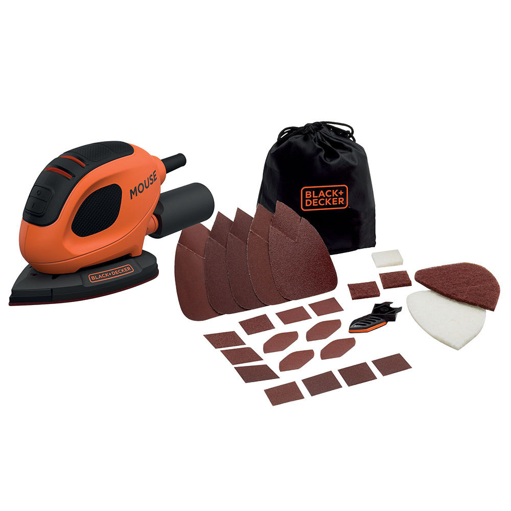 Masina de slefuit cu vibratii BLACK DECKER Mouse, 55W, 11000 rpm, 10 accesorii