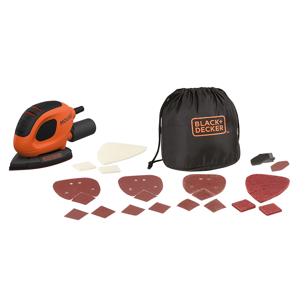 Masina de slefuit cu vibratii BLACK DECKER Mouse, 55W, 11000 rpm, 10 accesorii