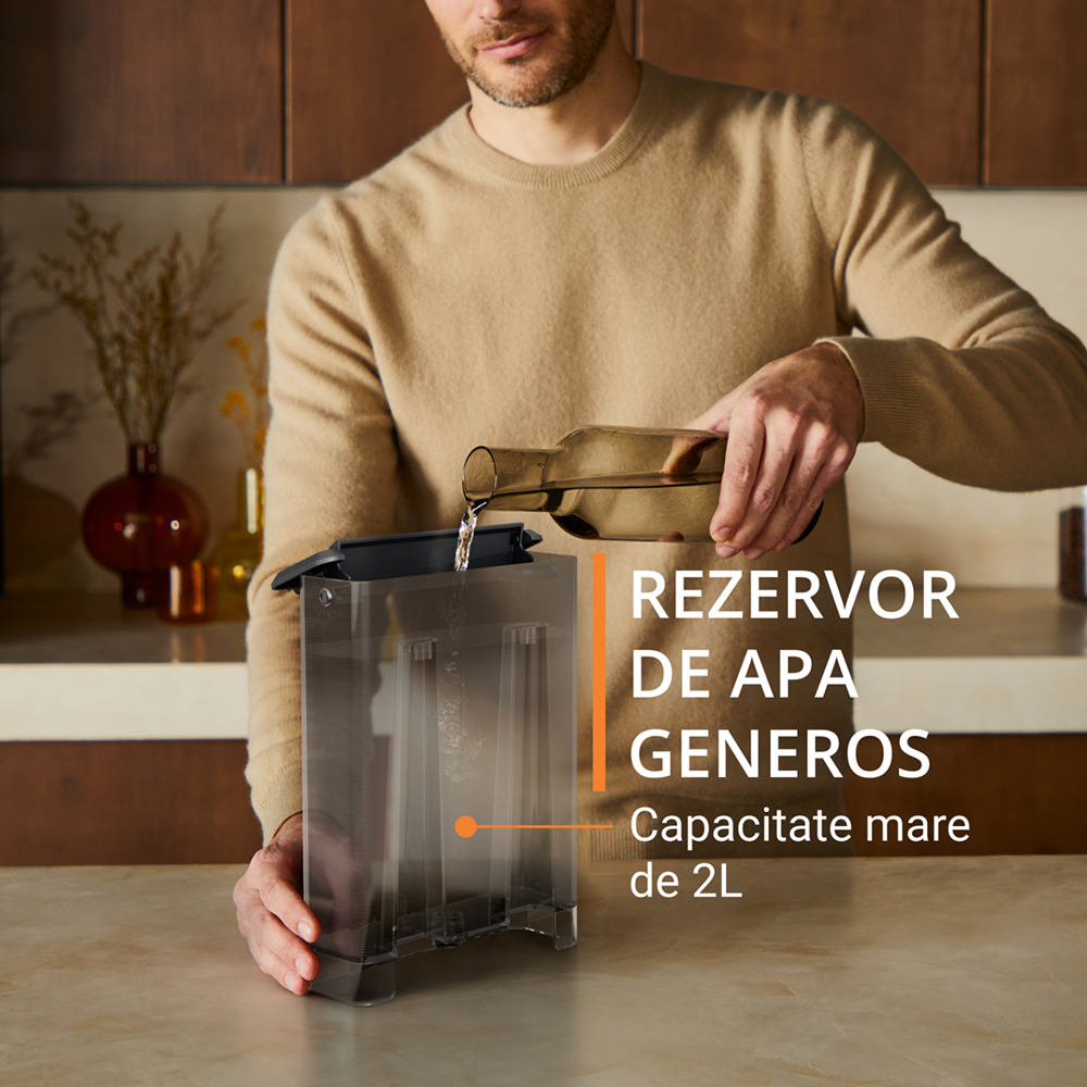Espressor manual KRUPS Authentic XP381810, 2l, 15 bar, sistem Cappuccino, negru-argintiu