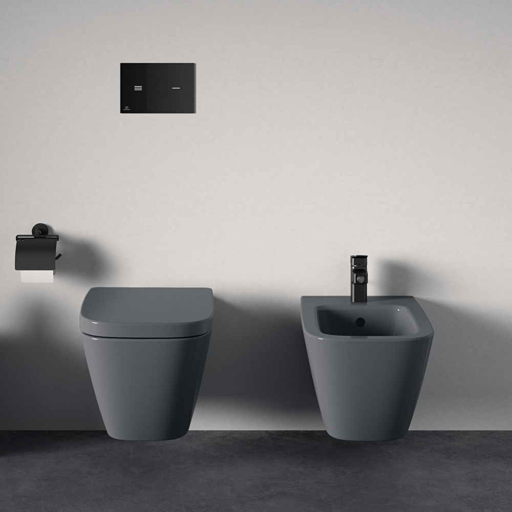 Vas WC IDEAL STANDARD I.Life B T461458 gri, ceramica, evacuare orizontala, 35.5 x 54 x 33.5 cm, gri lucios