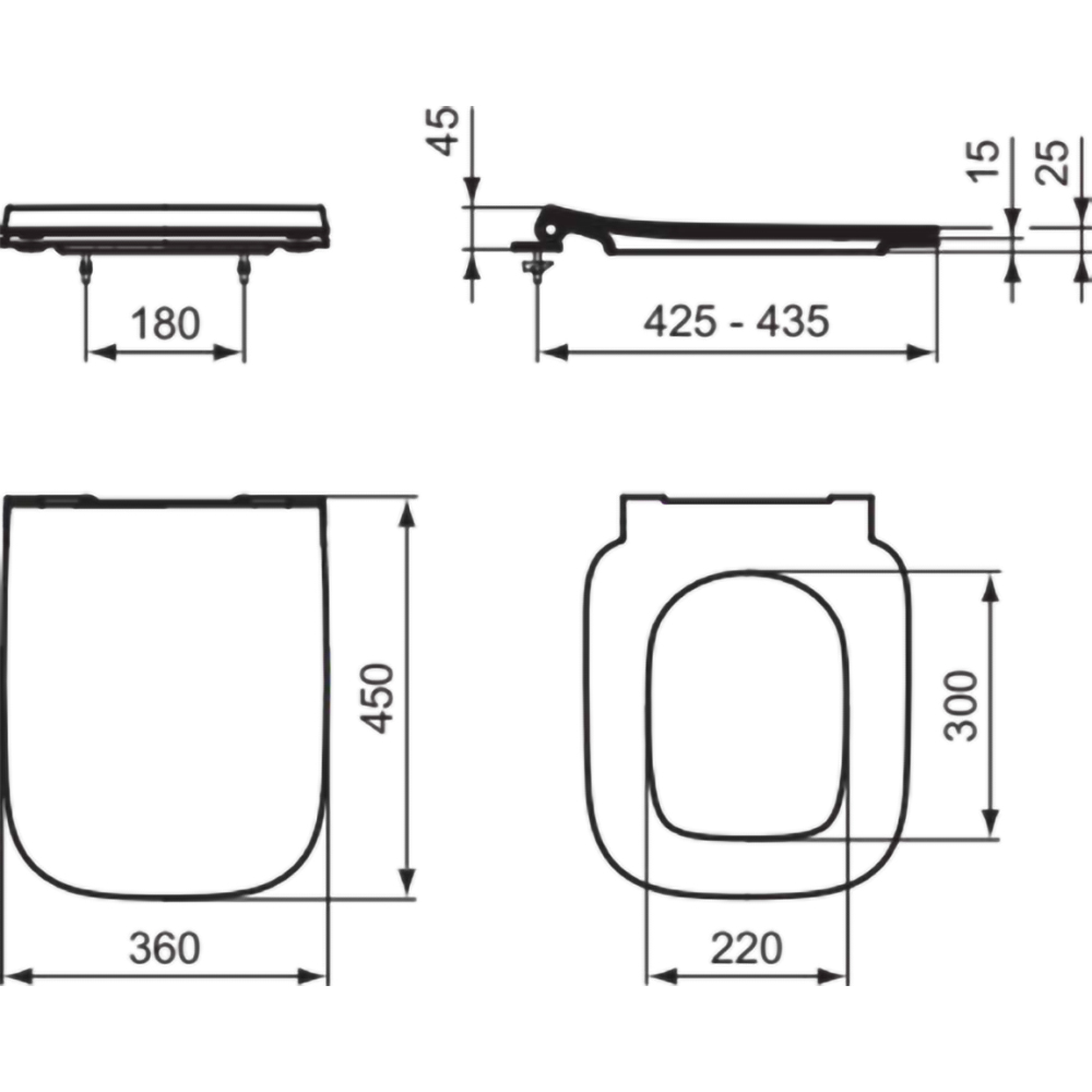 Capac WC IDEAL STANDARD I.Life B T500358, inchidere lenta, duroplast, grafit lucios