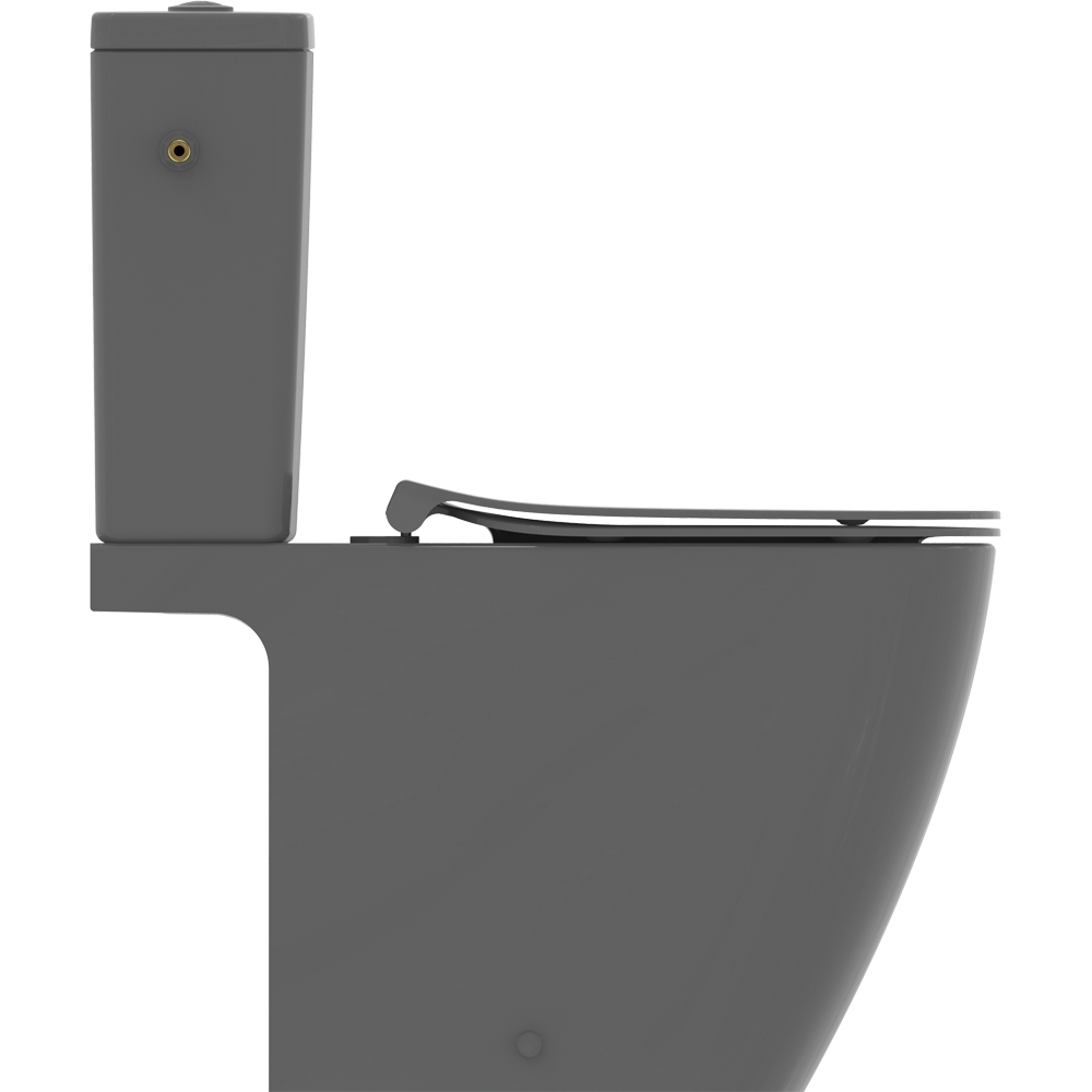 Set vas WC IDEAL STANDARD I.Life B T534858 gri, ceramica, evacuare orizontala, rezervor 3/6l, capac SoftClose, gri lucios