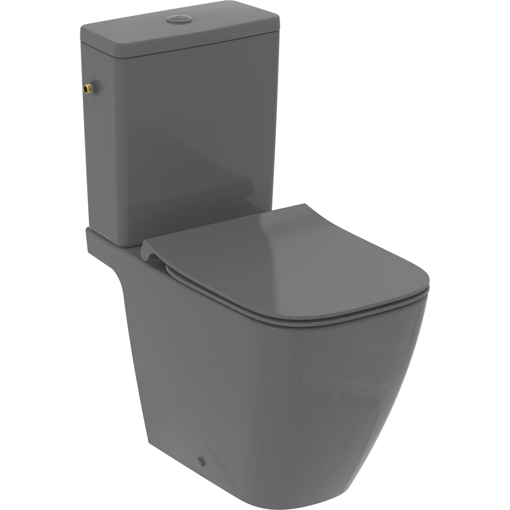 Set vas WC IDEAL STANDARD I.Life B T534858 gri, ceramica, evacuare orizontala, rezervor 3/6l, capac SoftClose, gri lucios