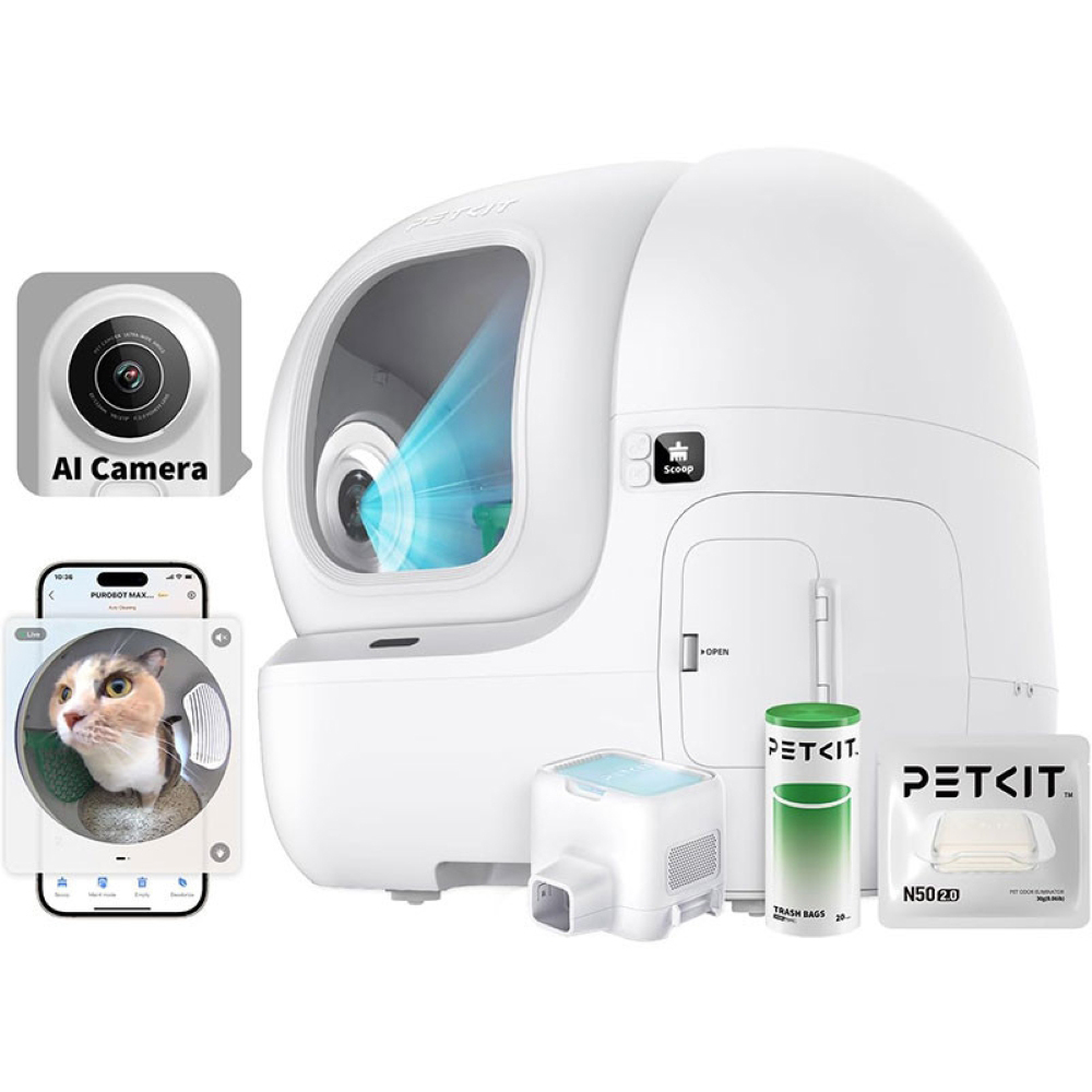 Litiera acoperita PETKIT Pura Max Pro, Smart, ABS, 69 x 65 x 56 cm, alb