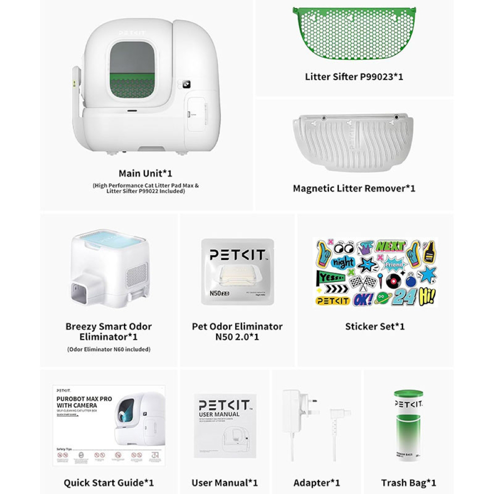 Litiera acoperita PETKIT Pura Max Pro, Smart, ABS, 69 x 65 x 56 cm, alb