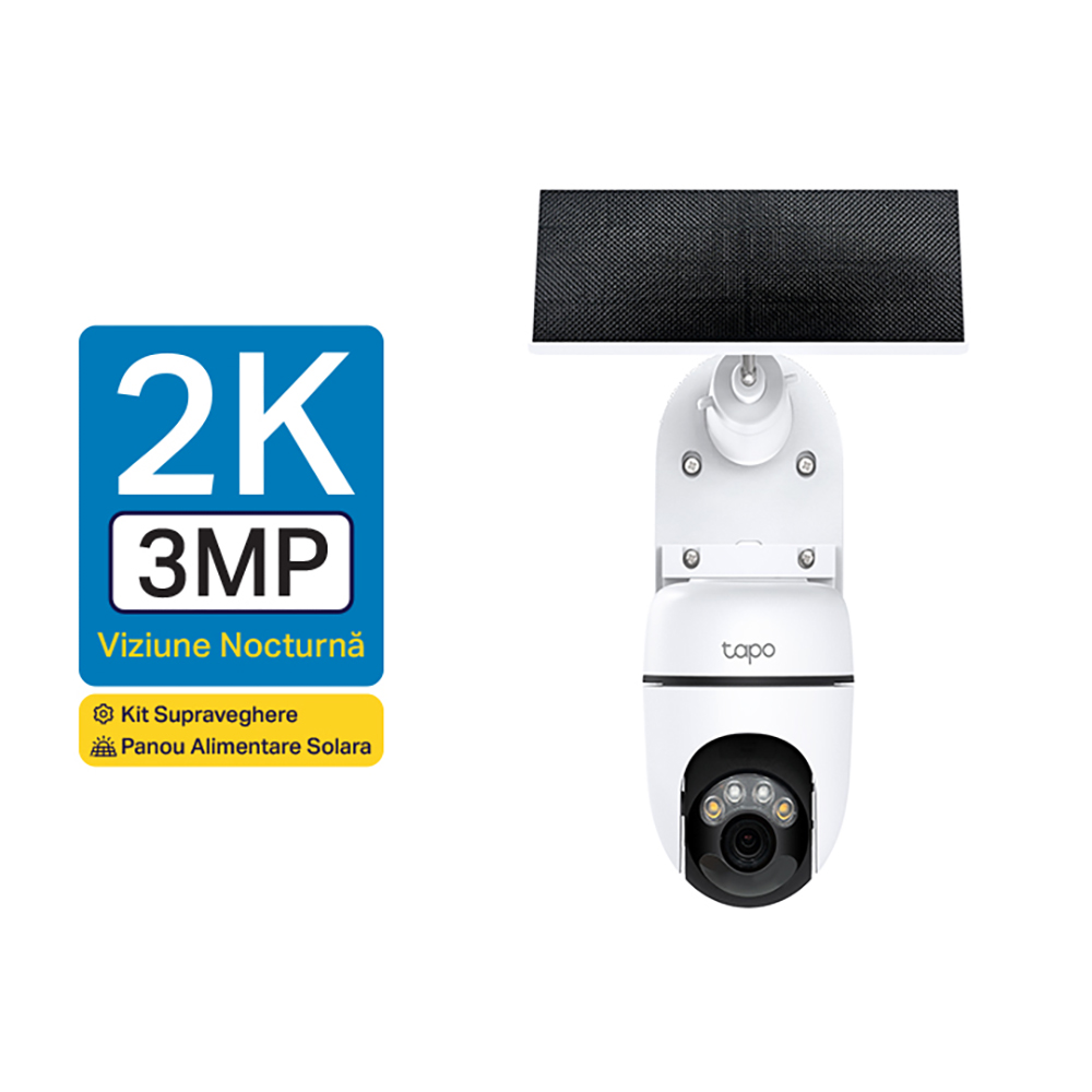 Kit camera IP Wireless exterior TP-LINK Tapo C610, 3MP, 1296p, IP65, IR, Night Vision, alb