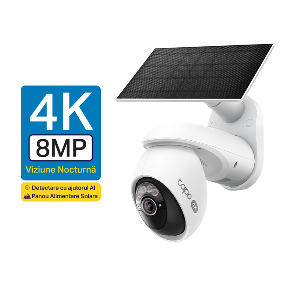 Kit camera IP Wireless exterior TP-LINK Tapo C660, 8MP, 2160 p, IP66, IR, Night Vision, alb