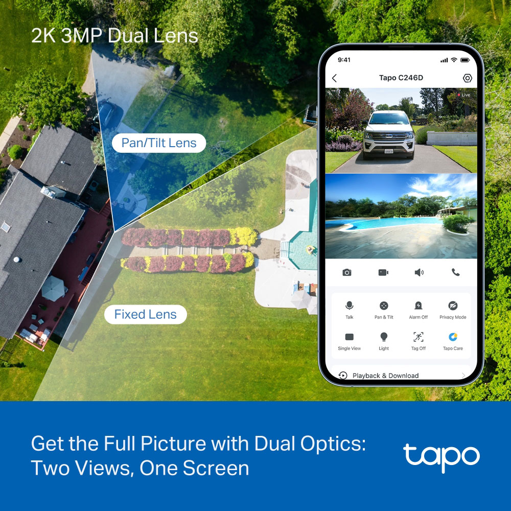 Camera IP Wireless Duala Tapo C246D, 6MP, IR, Night Vision, alb