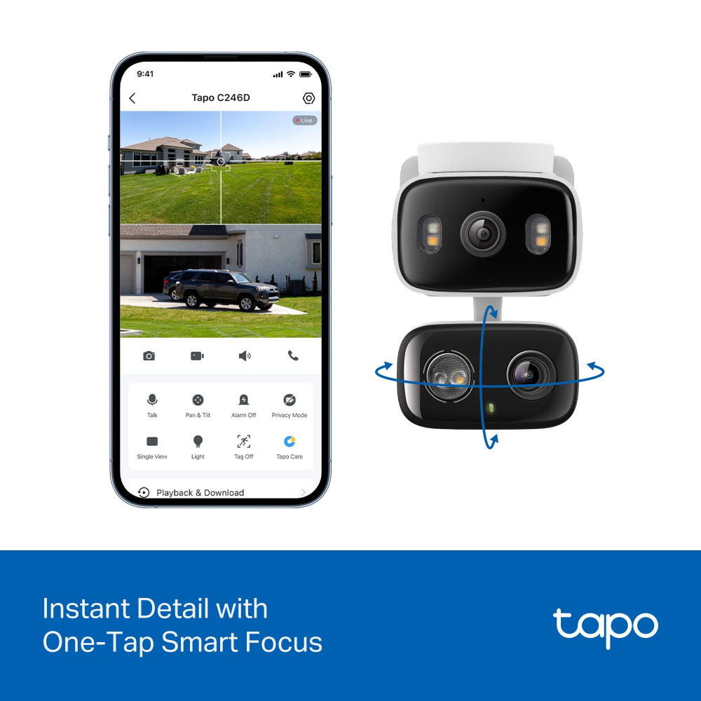 Camera IP Wireless Duala Tapo C246D, 6MP, IR, Night Vision, alb
