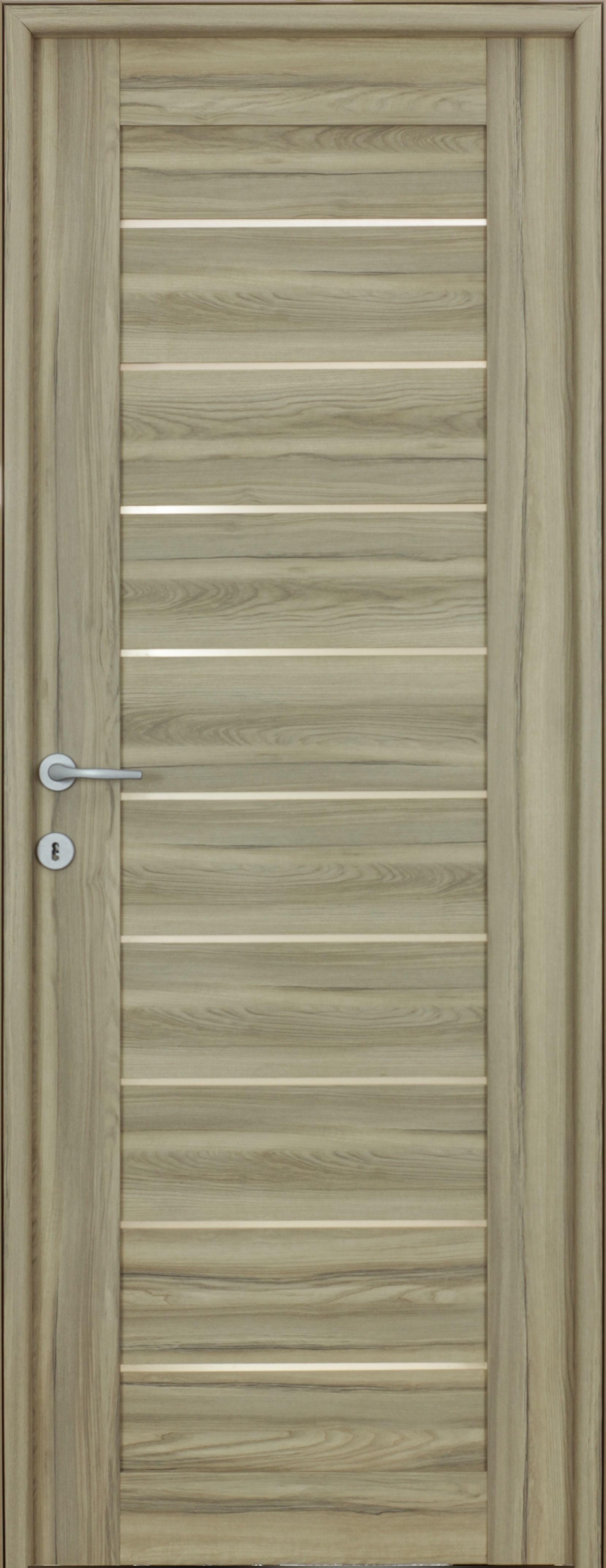Usa interior Tarra, cu geam, reversibila, MDF, 88 x 203 cm, maro deschis