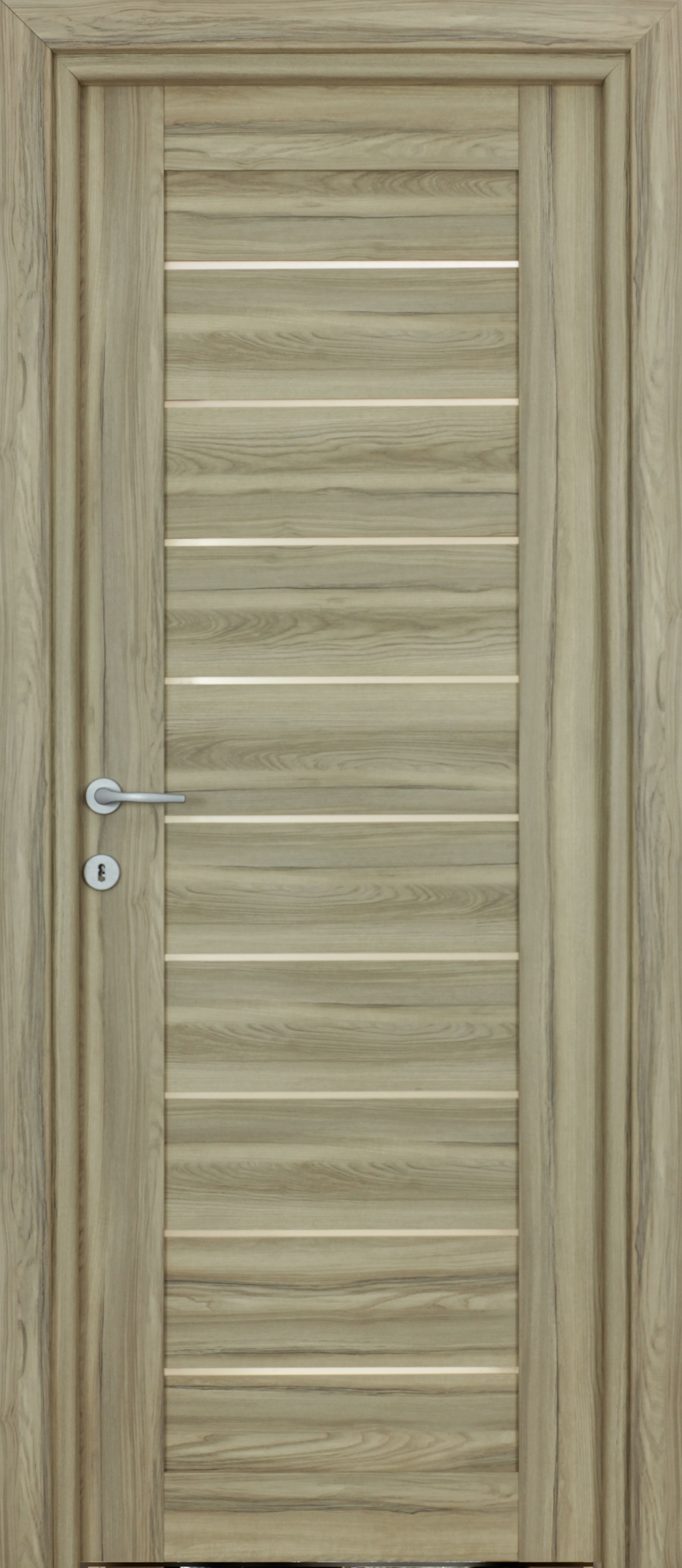 Usa interior Tarra, cu geam, reversibila, MDF, 68 x 203 cm, maro deschis