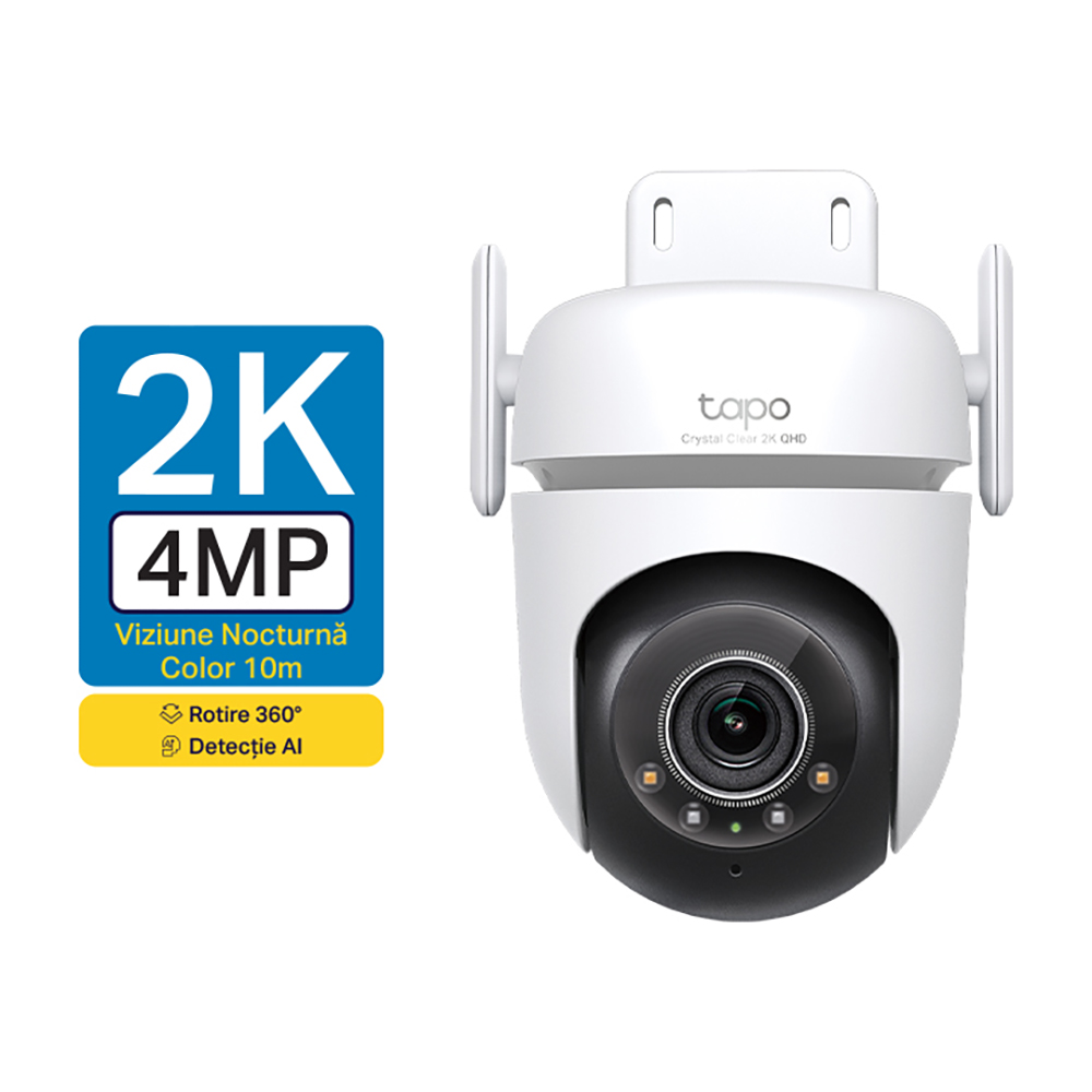 Camera IP Wireless TAPO TC42, 2K QHD, 4MP, IR, Night Vision, alb