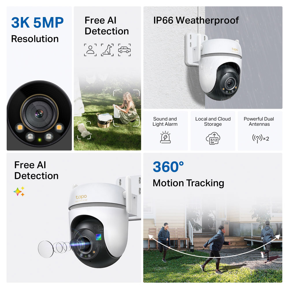 Camera IP Wireless TC43, 5MP, IR, Night Vision, alb