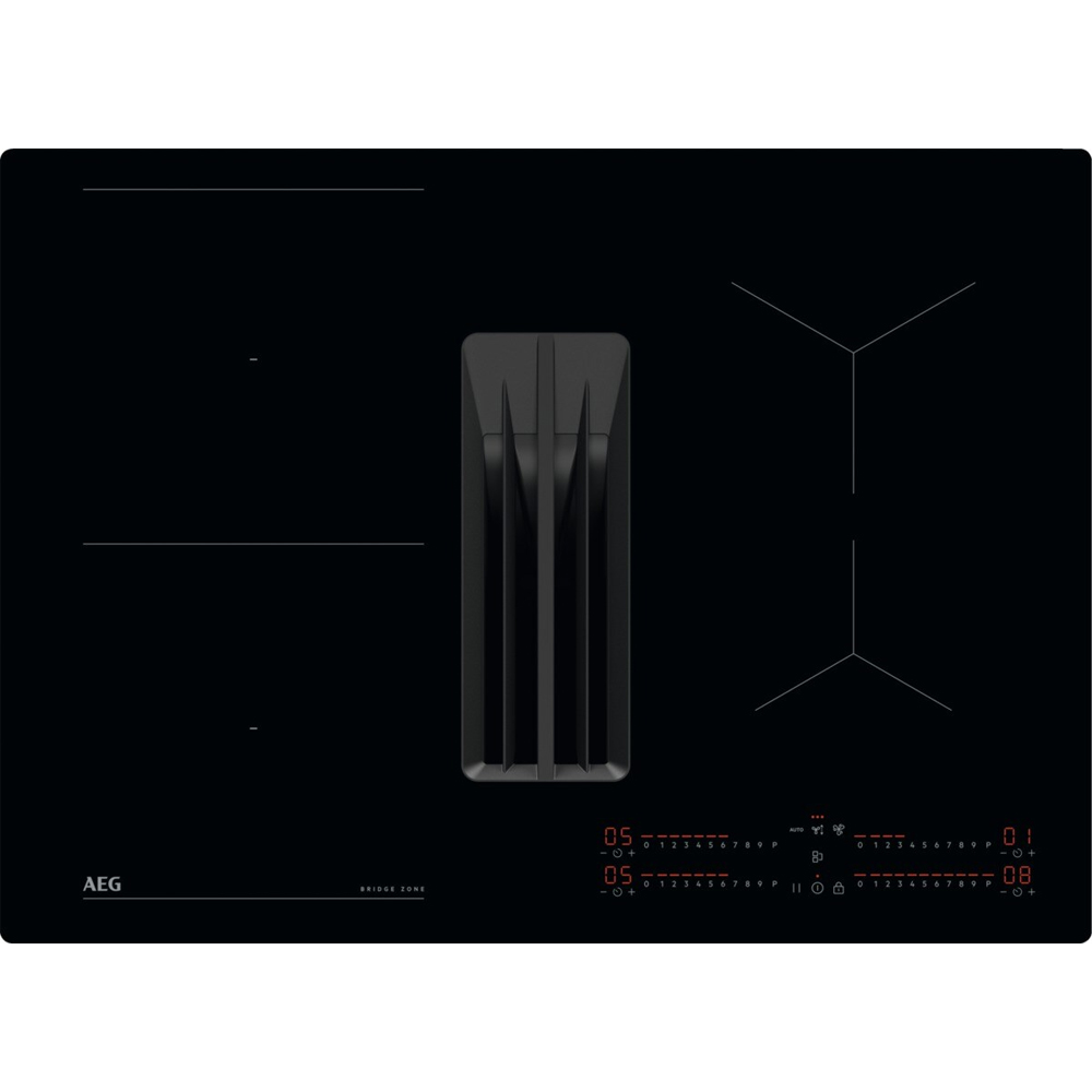 Plita incorporabila cu hota integrata AEG TCH74B01FB, Inductie, 4 arzatoare, Touch control, negru