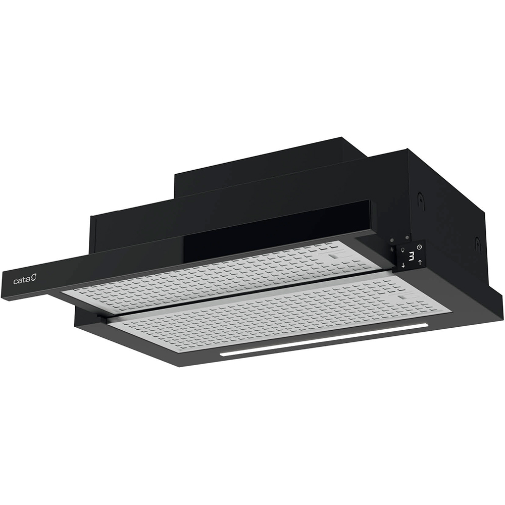 Hota incorporabila telescopica CATA TFH 6830 GBK, 1 motor, 600 m3/h, L 60 cm, negru