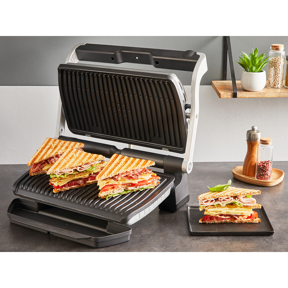 Gratar electric TEFAL OptiGrill+ XL GC728D10, 2000W, 9 programe automate, argintiu-negru 