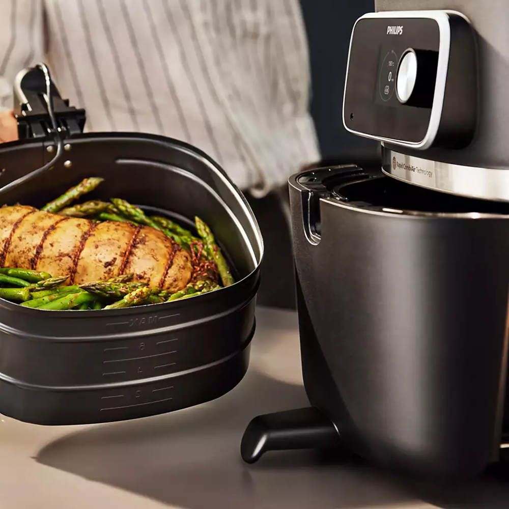 Friteuza cu aer cald PHILIPS Combi XXL HD9880/90, 2kg, 8.3l, 2200W, negru-argintiu