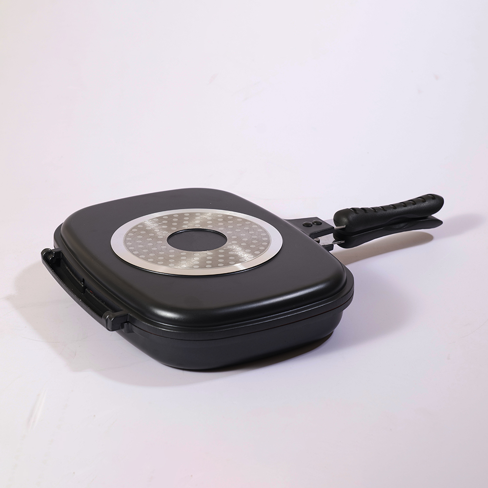 Tigaie grill dubla MYRIA MC4013, 32cm, aluminiu, negru