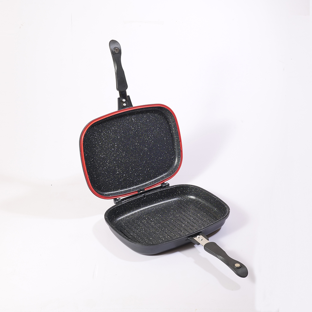 Tigaie grill dubla MYRIA MC4013, 32cm, aluminiu, negru