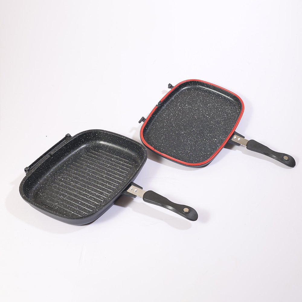 Tigaie grill dubla MYRIA MC4013, 32cm, aluminiu, negru