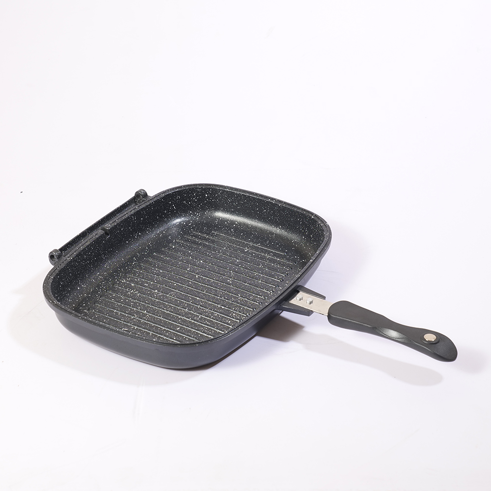 Tigaie grill dubla MYRIA MC4013, 32cm, aluminiu, negru