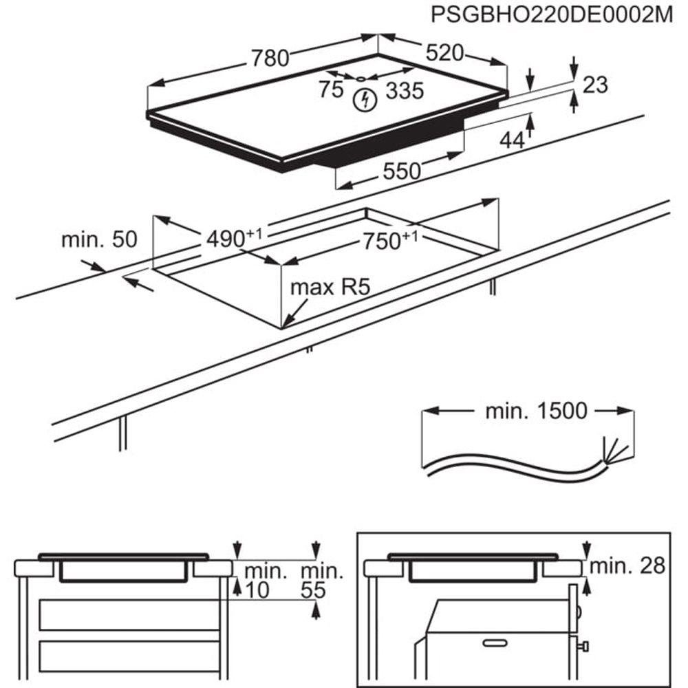Plita incorporabila AEG TK85IM00FB, Inductie, 5 arzatoare, Touch Control, negru