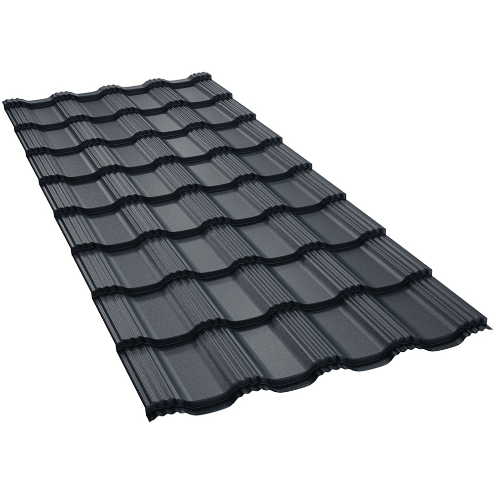 Tigla metalica BILKA Hellenic 35, gri mat (RAL 7016), 0.5 mm, 100 x 121 cm