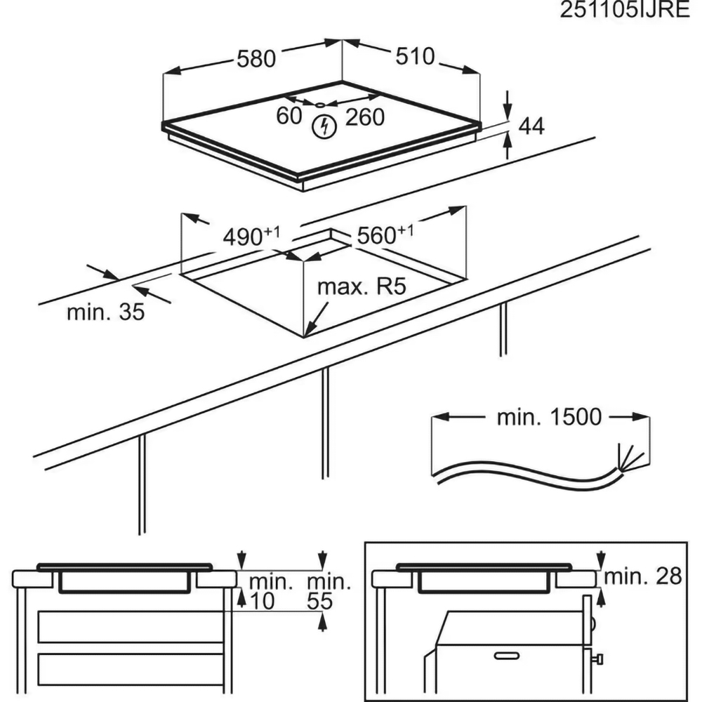 Plita incorporabila AEG TO64IA0AIT, Inductie, 4 arzatoare, Touch control, negru