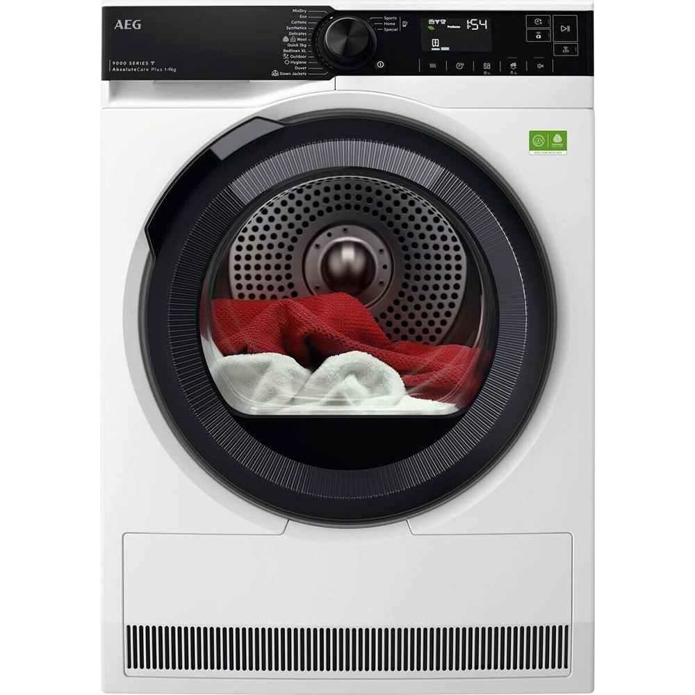 Uscator de rufe AEG TR9396CE, AbsoluteCare, Pompa de caldura, 9 kg, 15 programe, Clasa B, Wi-Fi, alb